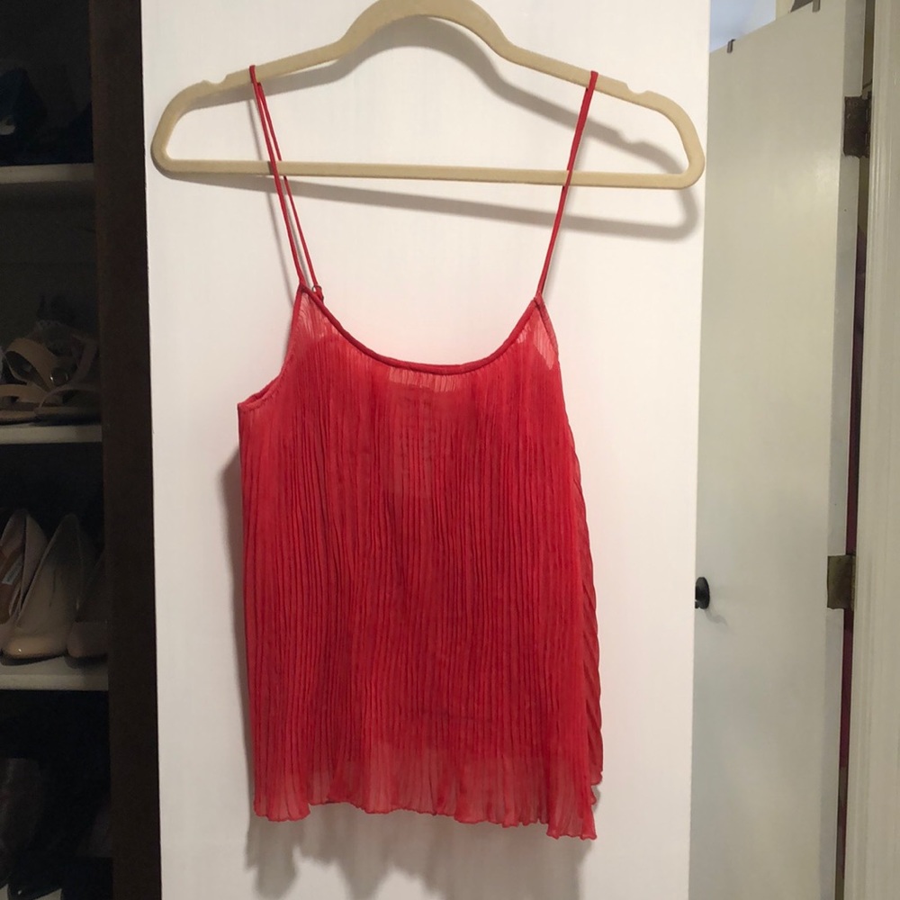 Free People pink sheer pleated top